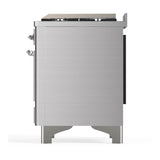 ILVE UM48FQNR3SSC Majestic III 48 inch Dual Fuel Range with 8 Burners and Griddle, Dual Function Burner up to 25,000 BTU (Natural Gas, Solid Door, Stainless Steel, Chrome)