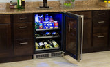 24" Beverage Center with Display Wine Rack - Stainless Frame, Glass Door With Lock - Integrated Left Hinge