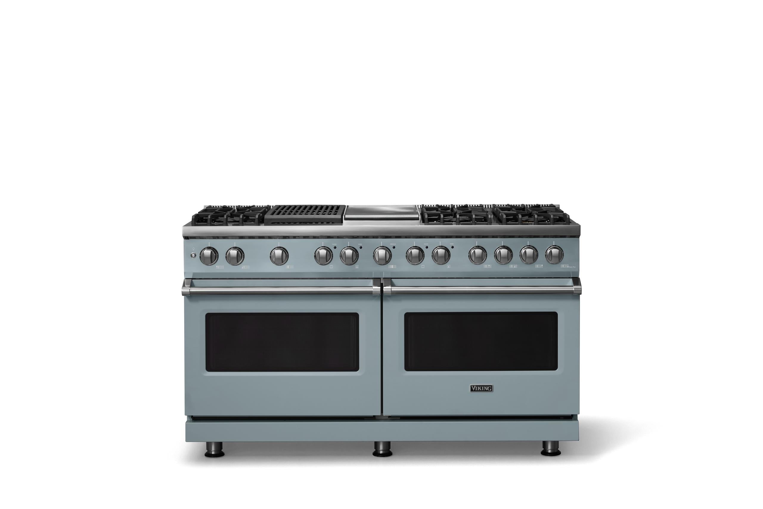 60"W.Dual Fuel Range (Finish: November Sky, Trim: Polished Chrome, Fuel: Natural Gas)