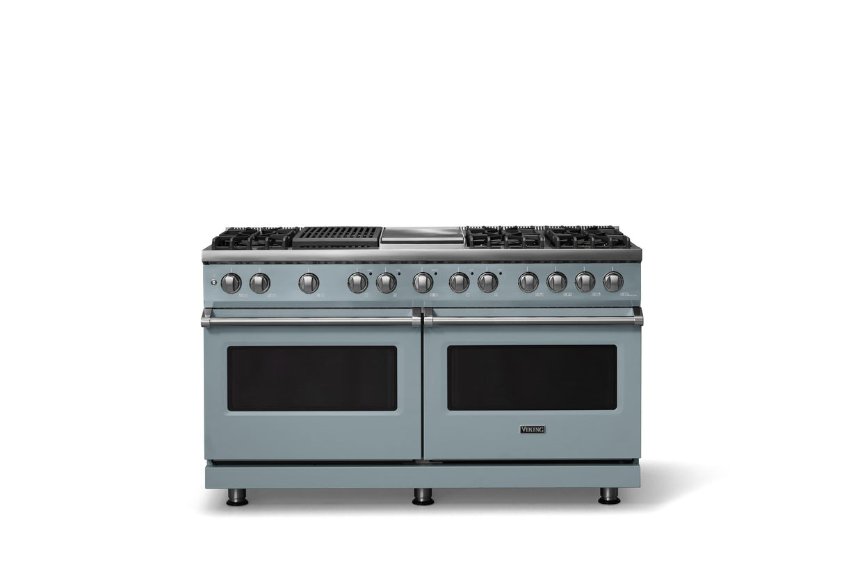 60"W.Dual Fuel Range (Finish: November Sky, Trim: Polished Chrome, Fuel: Propane)
