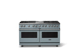 60"W.Dual Fuel Range (Finish: November Sky, Trim: Polished Chrome, Fuel: Propane)