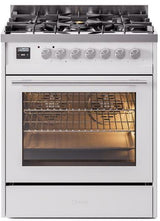 Professional Plus II 30 Inch Dual Fuel Natural Gas Freestanding Range in White with Trim