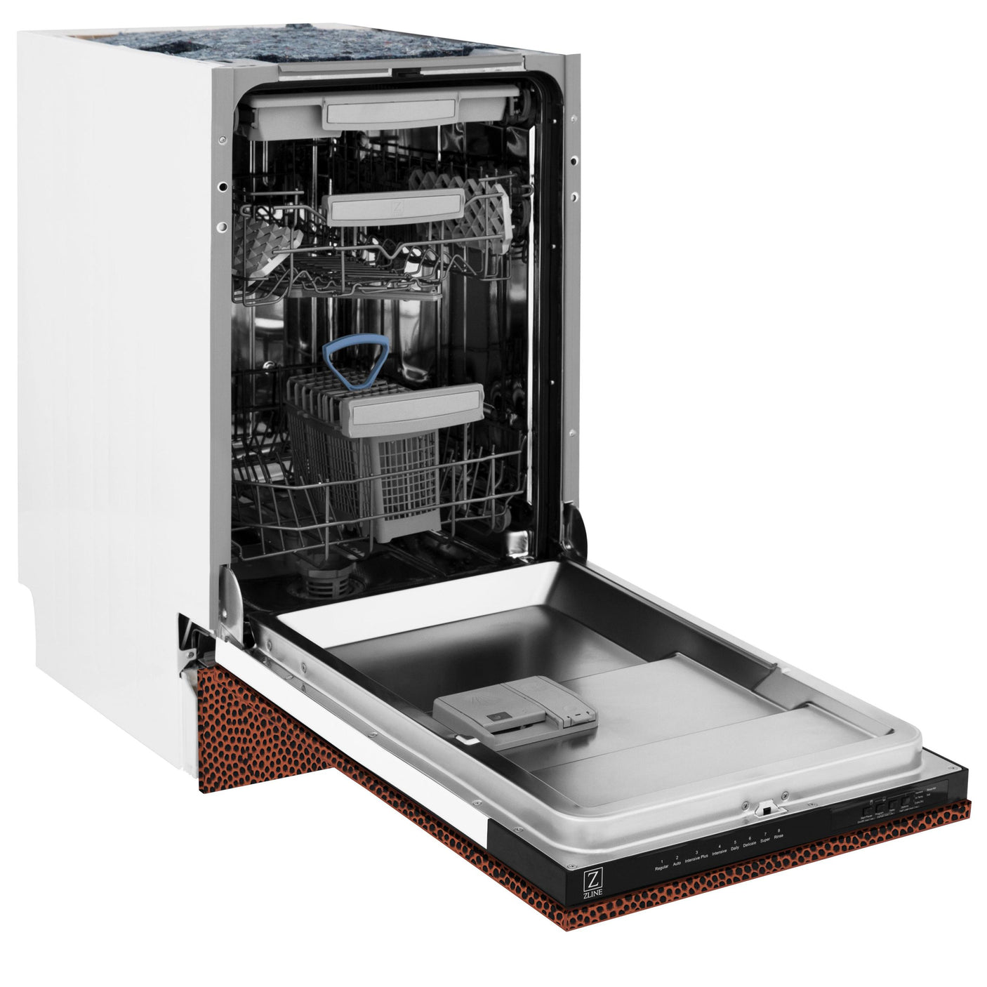ZLINE 18" Tallac Series 3rd Rack Top Control Dishwasher with Traditional Handle, 51dBa [Color: Hand Hammered Copper]
