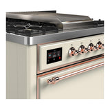 ILVE UM36FQNR3AWP Majestic III 36 inch Dual Fuel Range with 6 Black Brass Burners and Griddle, Dual Function Burner up to 25,000 BTU (Solid Door, Antique White, Copper, Natural Gas)