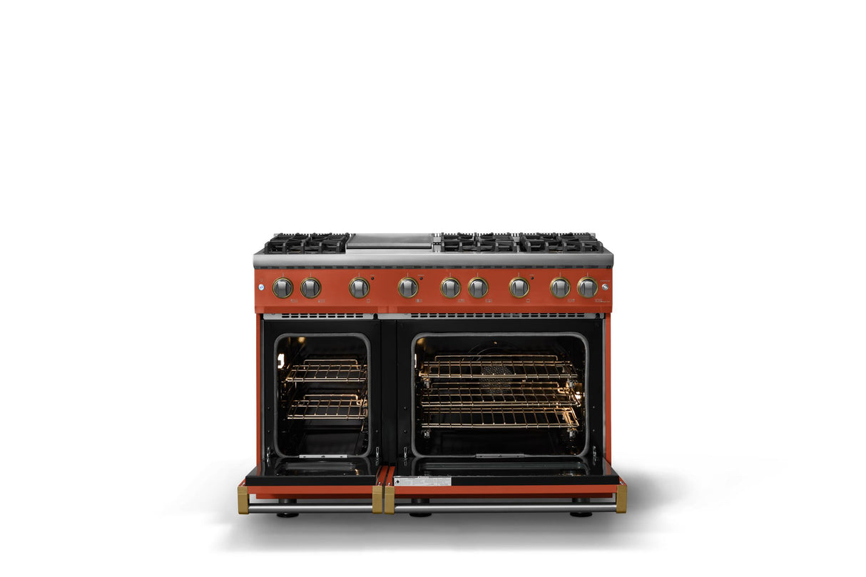 48"W. Sealed Burner Gas Range (Burner: 6g, Finish: Spiced Cider, Trim: Polished Chrome, Fuel: Propane)
