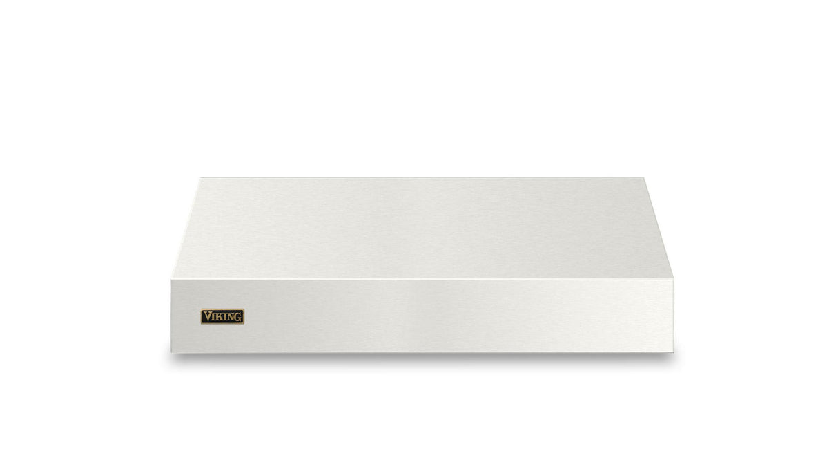 36"W. 12"H. Wall Hood + Ventilator (Finish: Pure White, Trim: Brushed Brass)