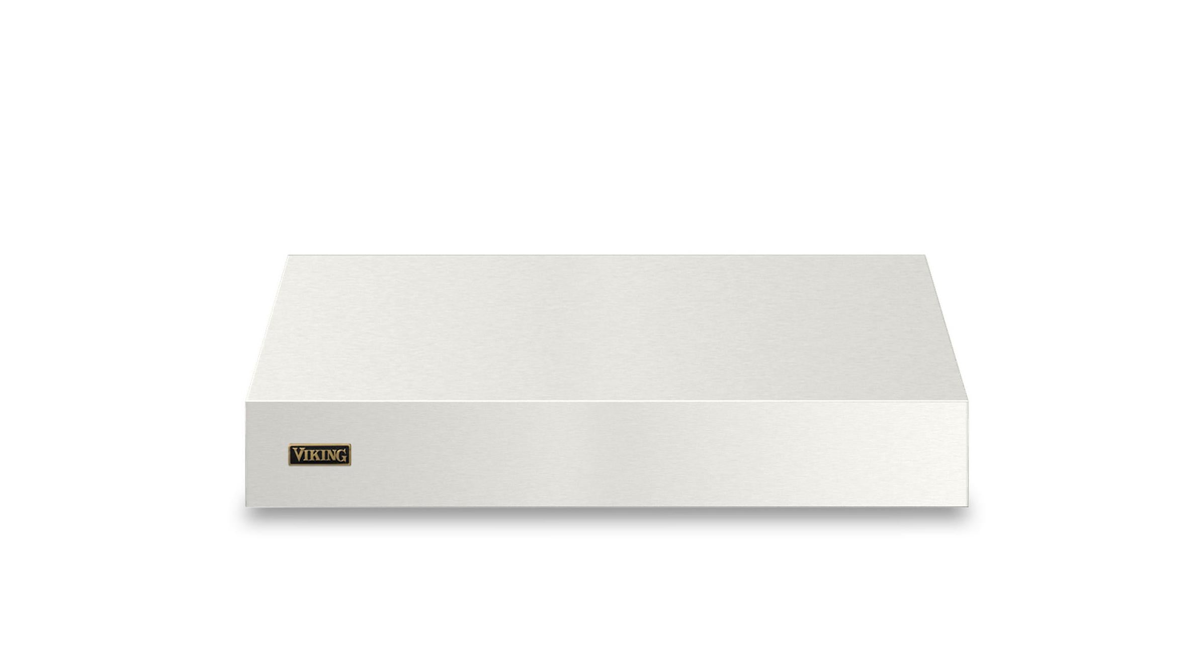 36"W. 12"H. Wall Hood + Ventilator (Finish: Pure White, Trim: Brushed Brass)