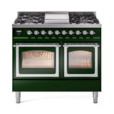 ILVE UND40FNMPEGC Nostalgie II Noblesse 40 inch Dual Fuel Range (Natural Gas, Triple Glass Door, Emerald Green, Chrome)