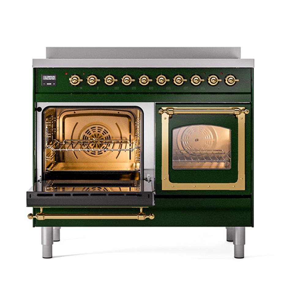 ILVE UNDI406NMPEGG Nostalgie II Noblesse 40 inch Induction Range (Triple Glass Door, Emerald Green, Brass)