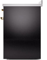 Nostalgie II 30 Inch Electric Freestanding Range in Glossy Black with Brass Trim