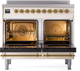 Nostalgie II 40 Inch Electric Freestanding Range in Antique White with Brass Trim