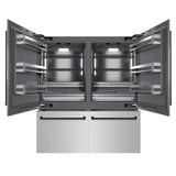 ZLINE Autograph Edition 72 in. 39.6 cu. ft. French Door Built-In Bottom Freezer Refrigerator with Water Dispensers and Ice Makers in Stainless Steel with Graphite Gray Interior and Matte Black Accents (GRBITZ-304-72MB)