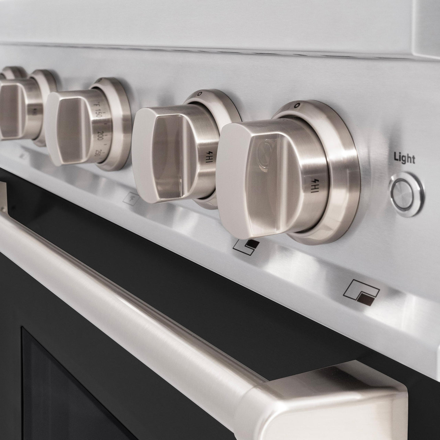ZLINE 30 in. 4.2 cu. ft. Classic Gas Range with 4 Burner Cooktop and Convection Gas Oven in DuraSnow' Stainless Steel with Black Matte Door (CGRS-BLM-30)