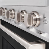 ZLINE 30 in. 4.2 cu. ft. Classic Gas Range with 4 Burner Cooktop and Convection Gas Oven in DuraSnow' Stainless Steel with Black Matte Door (CGRS-BLM-30)