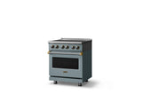 30"W. Electric Range (Finish: November Sky, Trim: Brushed Brass)