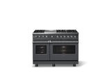 48"W. Dual Fuel Range (Burner: 6g, Finish: Cast Black, Trim: Polished Chrome, Fuel: Natural Gas)