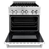 ZLINE 30 in. 4.0 cu. ft. Electric Oven and Gas Cooktop Dual Fuel Range with Griddle and White Matte Door in Stainless Steel (RA-WM-GR-30)