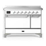 ILVE UMIB48QNR3WHC Majestic III 48 inch Induction Range with 6 Elements, 5.02 cu. ft. Total Oven Capacity (Solid Door, White, Chrome)