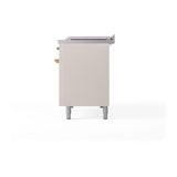 ILVE UN48FQNMPAWG Nostalgie II Noblesse 48 inch Dual Fuel Range (8 Sealed Burners + Griddle, Natural Gas, Solid Door, Antique White, Brass)