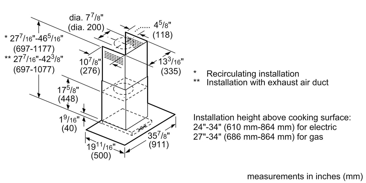 Benchmark™ Wall Hood 36'' Stainless Steel