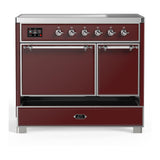 ILVE UMDIB40QNR3BUC Majestic III 40 inch Induction Range with 6 Elements, 3.82 cu. ft. Total Oven Capacity (Solid Door, Burgundy, Chrome)
