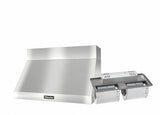 DAR 1230 Set 14 Wall-Mounted Range Hood with Extraction Mode with integrated XXL motor including 6" chimney cover.