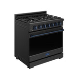 36 Inch Professional Liquid Propane Range With Precision Knob In Black and Blue  Gordon Ramsay Series