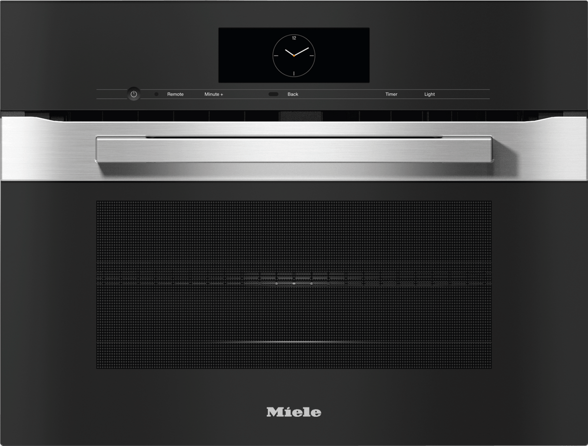 H 7840 BM AM Clean Touch Steel - 24" compact speed oven in a perfectly combinable design with automatic programs and roast probe.