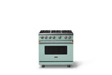 36"W. Sealed Burner Gas Range (Burner: 6b, Finish: Splash, Trim: Brushed Brass, Fuel: Propane)