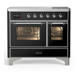 ILVE UMDIB40NR3BKC Majestic III 40 inch Induction Range with 6 Elements, 3.82 cu. ft. Total Oven Capacity (Triple Glass Door, Glossy Black, Chrome)