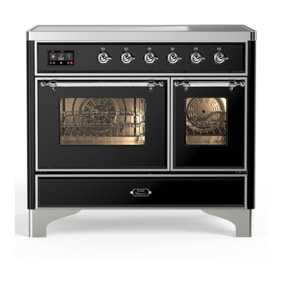 ILVE UMDIB40NR3BKC Majestic III 40 inch Induction Range with 6 Elements, 3.82 cu. ft. Total Oven Capacity (Triple Glass Door, Glossy Black, Chrome)