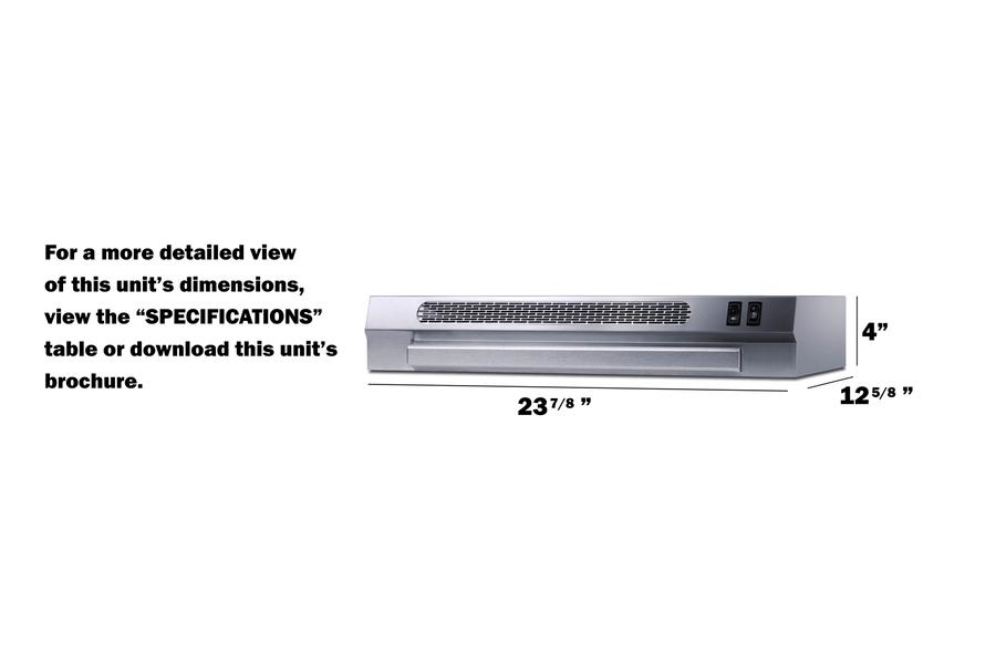 24" Under Cabinet Ductless Retractable Range Hood