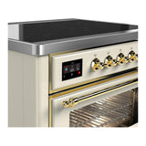ILVE UMIB36NR3AWG Majestic III 36 inch Induction Range with 6 Elements, 3.5 cu. ft. Total Oven Capacity (Triple Glass Door, Antique White, Brass)