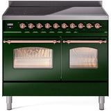 Nostalgie II 40 Inch Electric Freestanding Range in Emerald Green with Copper Trim
