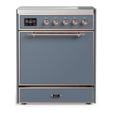 ILVE UMIB30QNR3BGP Majestic III 30 inch Induction Range with 4 Elements, 4 cu. ft. Oven Capacity (Solid Door, Blue Grey, Copper)