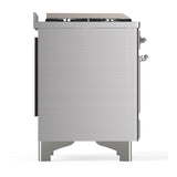ILVE UM36FQNR3SSCLP Majestic III 36 inch Dual Fuel Range with 6 Black Brass Burners and Griddle, Dual Function Burner up to 25,000 BTU (Solid Door, Stainless Steel, Chrome, Liquid Propane)