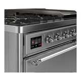 ILVE UM48FQNR3SSCLP Majestic III 48 inch Dual Fuel Range with 8 Burners and Griddle, Dual Function Burner up to 25,000 BTU (Liquid Propane, Solid Door, Stainless Steel, Chrome)