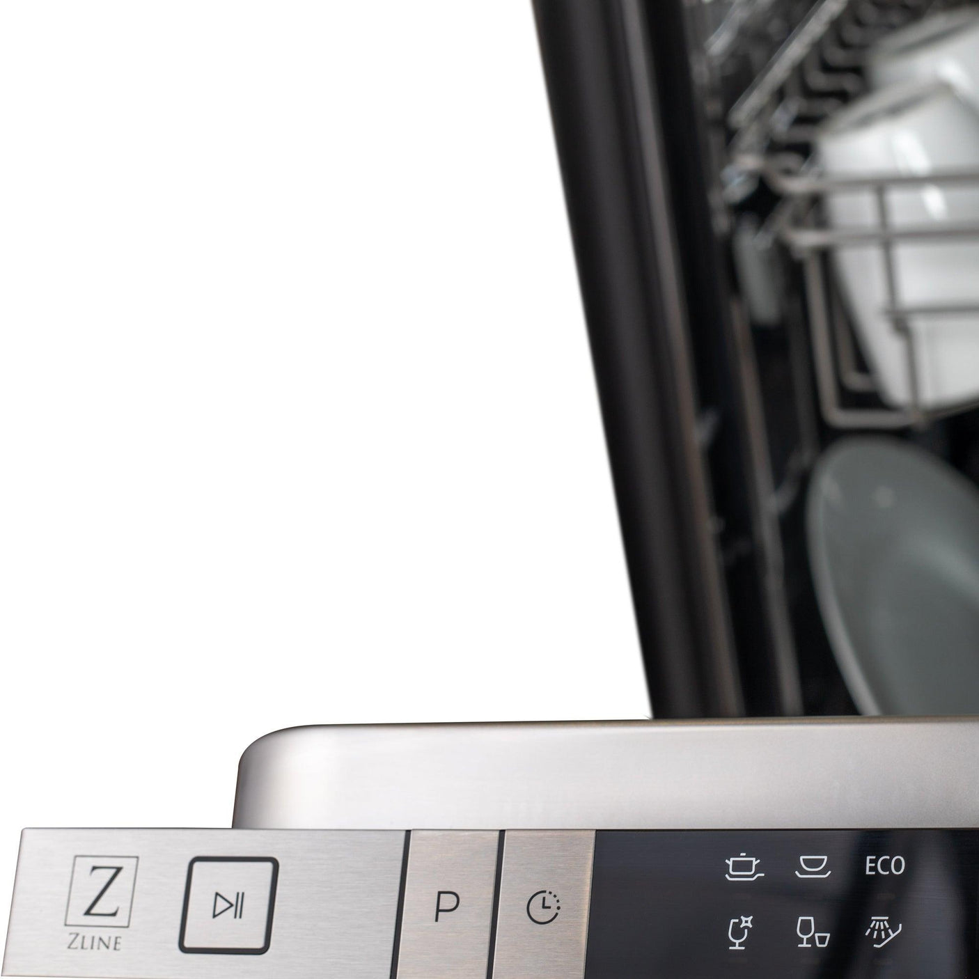 ZLINE 18 in. Compact Top Control Dishwasher with Stainless Steel Tub and Modern Style Handle, 52 dBa (DW-18) [Color: Black Matte]