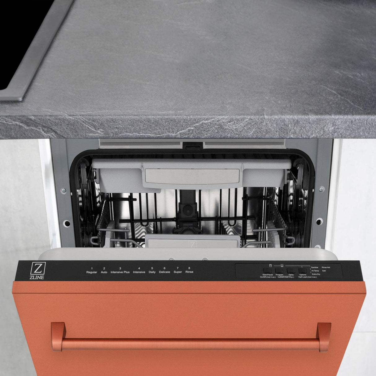 ZLINE 18" Tallac Series 3rd Rack Top Control Dishwasher with Traditional Handle, 51dBa [Color: Copper]