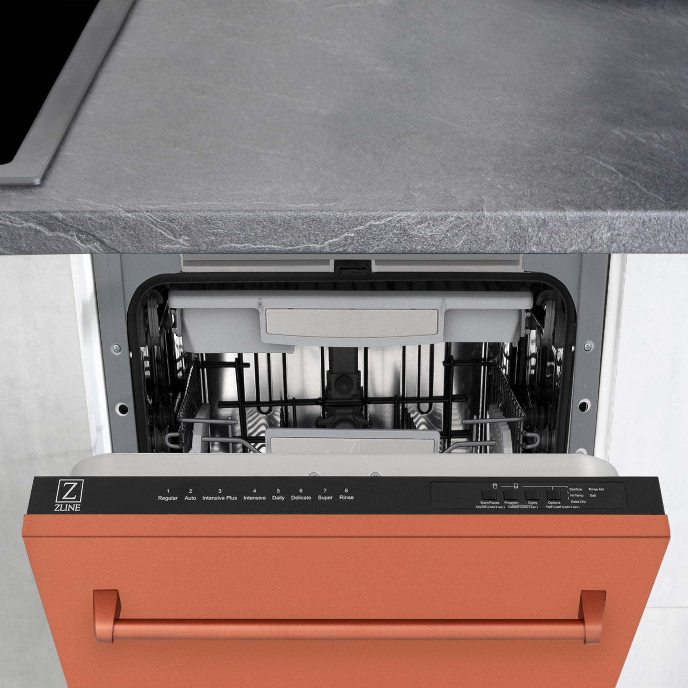 ZLINE 18" Tallac Series 3rd Rack Top Control Dishwasher with Traditional Handle, 51dBa [Color: Copper]