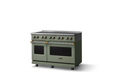 48"W. Induction Range (Finish: Eucalyptus, Trim: Brushed Brass)