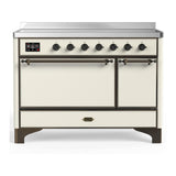 ILVE UMIB48QNR3AWB Majestic III 48 inch Induction Range with 6 Elements, 5.02 cu. ft. Total Oven Capacity (Solid Door, Antique White, Burnished)