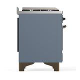 ILVE UMD40FNR3BGBLP Majestic III 40 inch Dual Fuel Range with 6 Burners and Griddle, Dual Function Burner up to 25,000 BTU (Liquid Propane, Triple Glass Door, Blue Grey, Burnished)