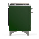 ILVE UM60FQNR3EGCLP Majestic III 60 inch Dual Fuel Range with 9 Burners and Griddle, Dual Function Burner up to 25,000 BTU (Liquid Propane, Solid Door, Emerald Green, Chrome)