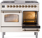 Nostalgie II 40 Inch Dual Fuel Liquid Propane Freestanding Range in Antique White with Bronze Trim