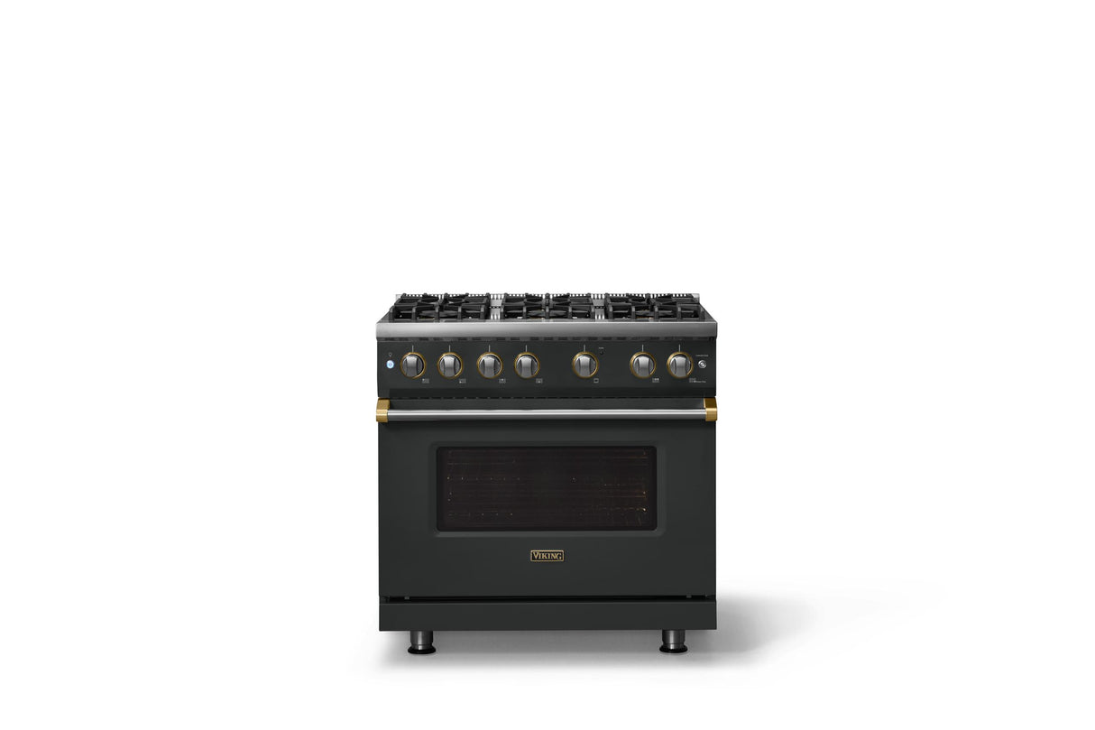 36"W. Sealed Burner Gas Range (Burner: 6b, Finish: Antique Bronze, Trim: Polished Chrome, Fuel: Propane)