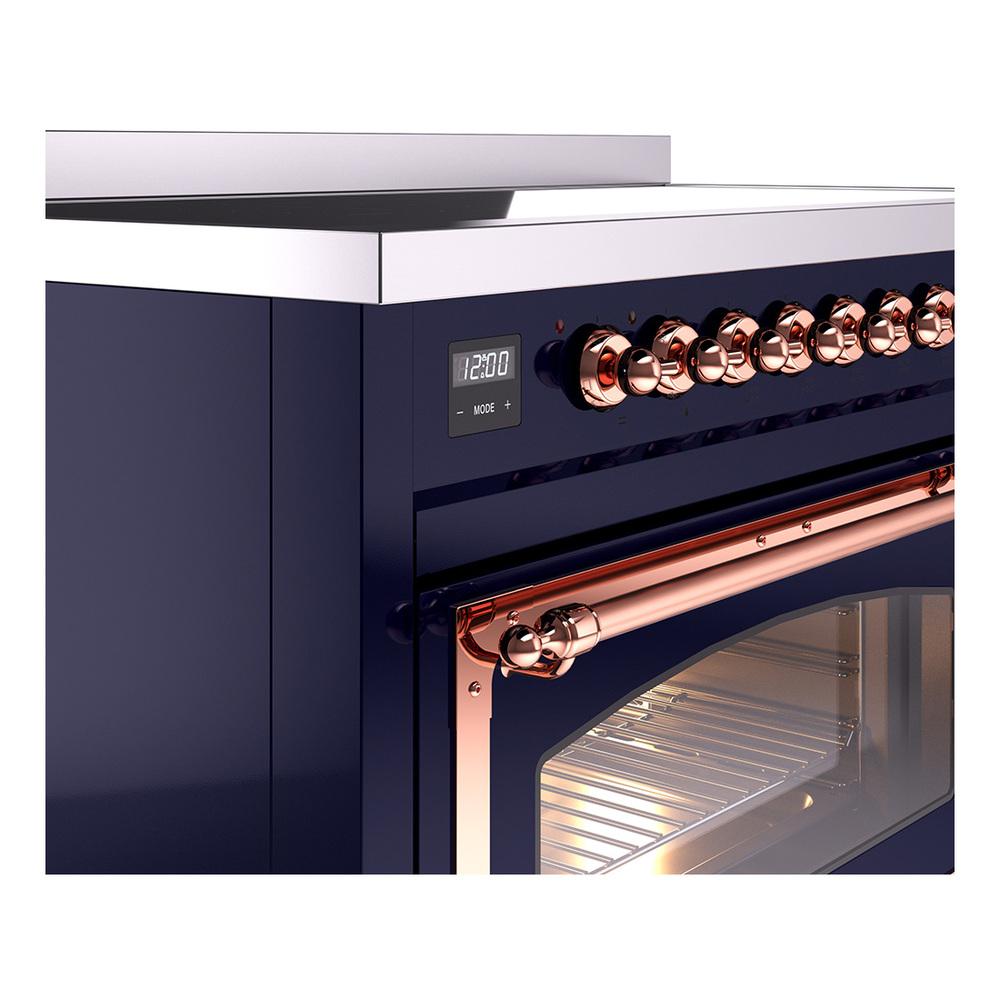 ILVE UNI486NMPMBP Nostalgie II Noblesse 48 inch Induction Range (Triple Glass Door, Midnight Blue, Copper)