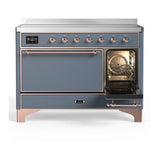 ILVE UMIB48QNR3BGP Majestic III 48 inch Induction Range with 6 Elements, 5.02 cu. ft. Total Oven Capacity (Solid Door, Blue Grey, Copper)