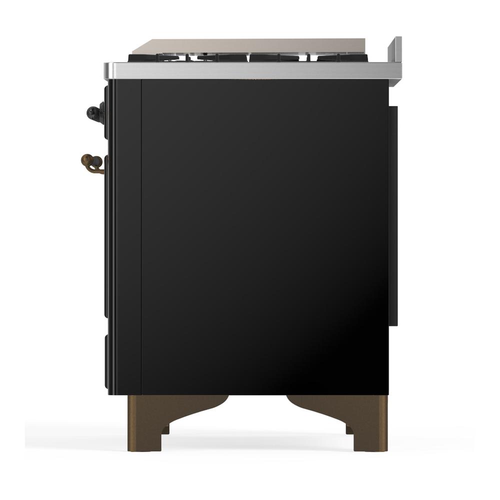ILVE UM36FNR3BKB Majestic III 36 inch Dual Fuel Range with 6 Black Brass Burners and Griddle, Dual Function Burner up to 25,000 BTU (Triple Glass Door, Glossy Black, Burnished, Natural Gas)