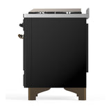 ILVE UM36FNR3BKB Majestic III 36 inch Dual Fuel Range with 6 Black Brass Burners and Griddle, Dual Function Burner up to 25,000 BTU (Triple Glass Door, Glossy Black, Burnished, Natural Gas)